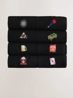 Zwarte spelletjes - [#8]} paar sokken met leuk borduursel