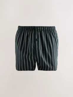 Zwarte streep - Verpakking van 4 - Geweven boxershorts van puur katoen