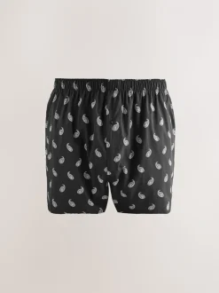 Zwarte streep - Verpakking van 4 - Geweven boxershorts van puur katoen