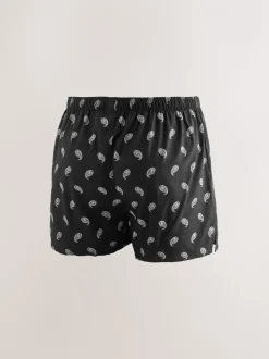 Zwarte streep - Verpakking van 4 - Geweven boxershorts van puur katoen