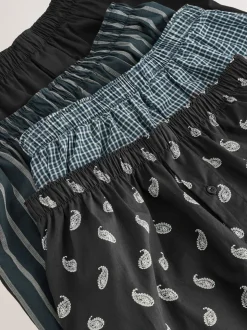 Zwarte streep - Verpakking van 4 - Geweven boxershorts van puur katoen