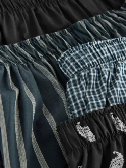 Zwarte streep - Verpakking van 4 - Geweven boxershorts van puur katoen