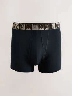 Zwarte taillebanden met metallic motief - Boxershorts van katoenrijk materiaal met A-voorkant