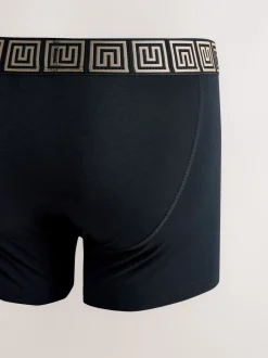 Zwarte taillebanden met metallic motief - Boxershorts van katoenrijk materiaal met A-voorkant