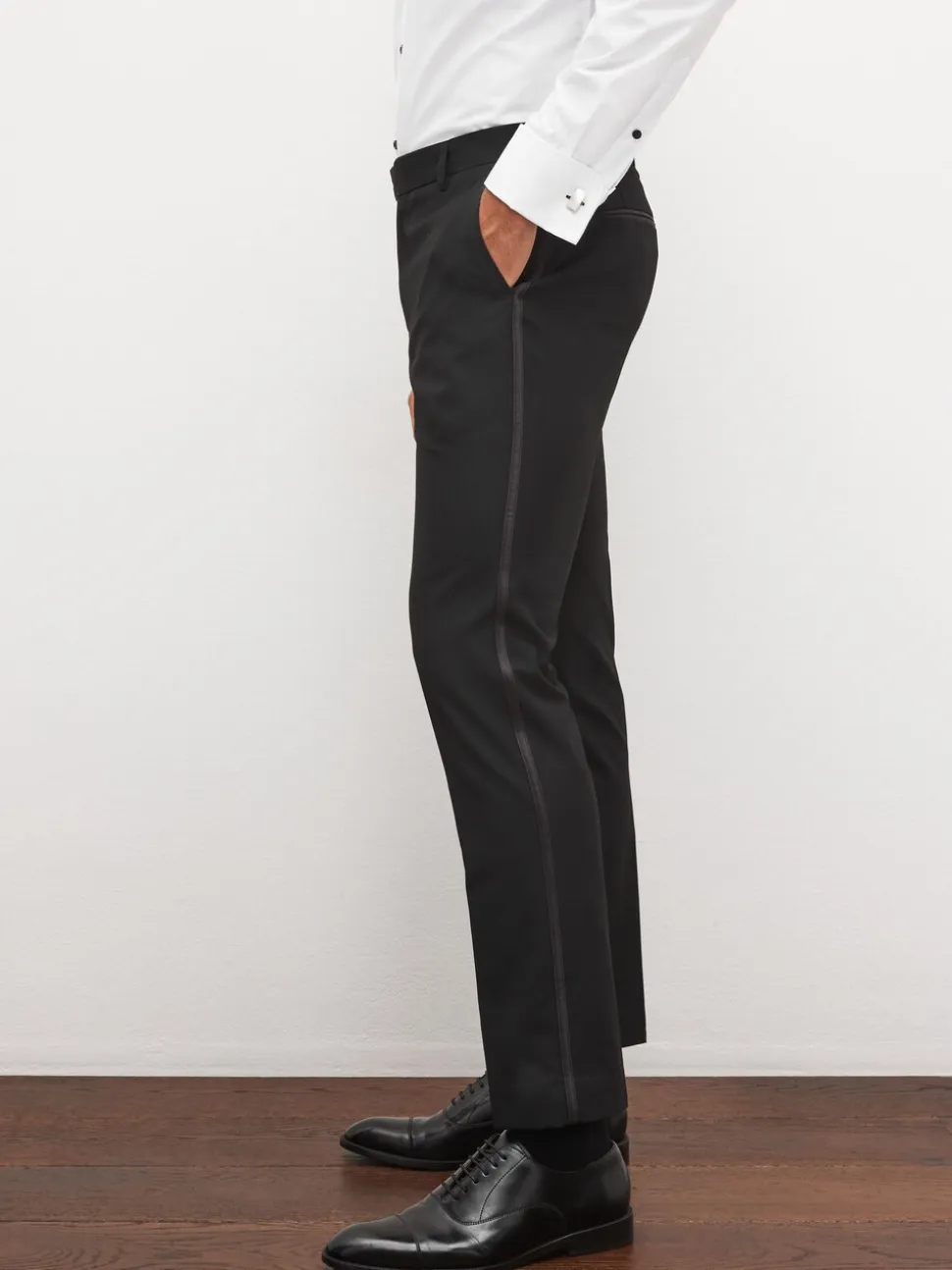 Zwarte tape met details - Slim Fit - Pantalon in smokingstijl