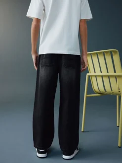 Zwarte wassing - Denim jeans met elastische taille (3-16jr)