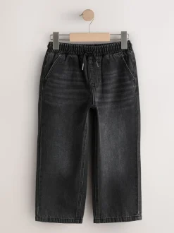Zwarte wassing - Denim jeans met elastische taille (3-16jr)