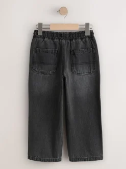 Zwarte wassing - Denim jeans met elastische taille (3-16jr)