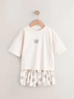 Zwart/ecru - Set van 2 pyjama's met short (3-16 jr)