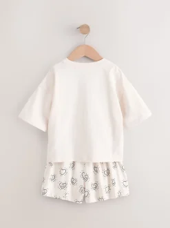 Zwart/ecru - Set van 2 pyjama's met short (3-16 jr)