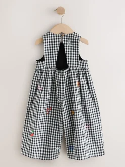 Zwarte/witte gingham-ruit - Sleeveless Playsuit (3mths-7yrs)