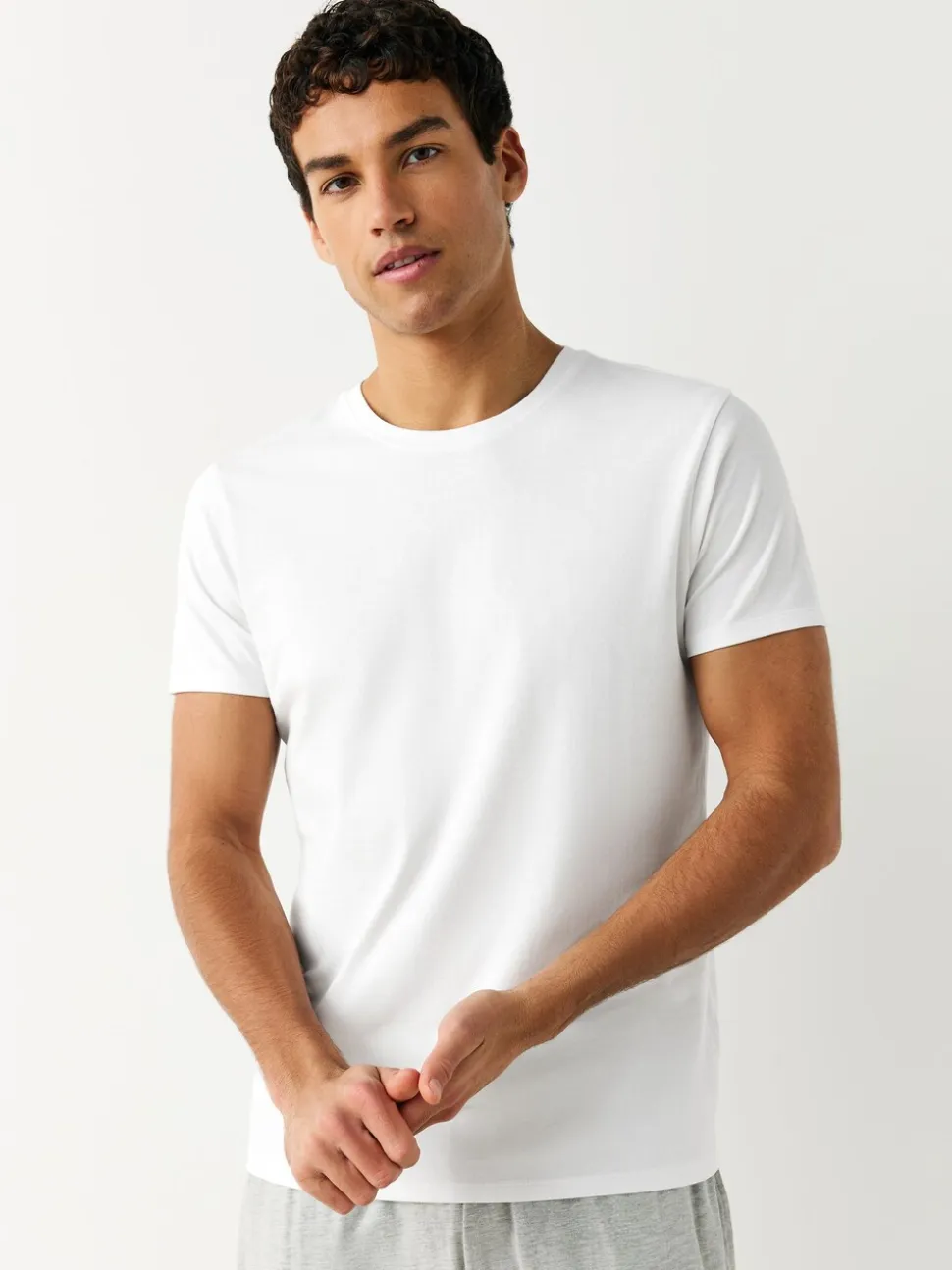 Zwart/gemêleerd grijs/wit/marineblauwe - Slim Fit - Set van 5 100% katoenen T-shirts met laagjes