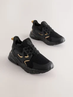 Zwart/goud - Elastische sportschoenen