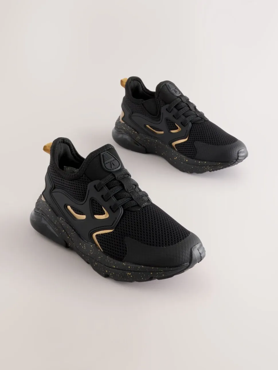 Zwart/goud - Elastische sportschoenen