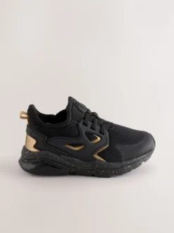 Zwart/goud - Elastische sportschoenen