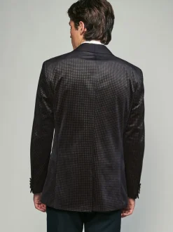 Zwart/goud - Normale Pasvorm - Fluwelen blazer met patroon
