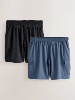 Zwart/grijs - Active Cargo Gym Training Shorts 2 Pack