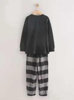 Zwart/grijs - Set van 2 geweven geruite pyjama's met lange mouwen (3-16jr)
