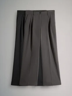 Zwart/grijs - The Set 2 Pack Wide Leg Pleated Trousers