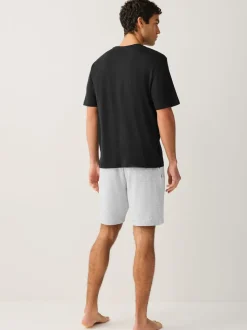 Zwart/grijs gemêleerd - Jersey pyjama met korte mouwen