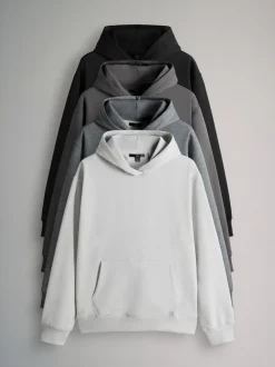 Zwart/grijs gemêleerd/crème - Verpakking van 4 - The Set Relaxed Fit Hoodies