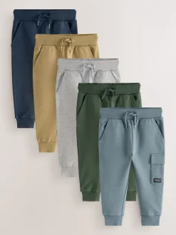 Zwart/grijs gemêleerd/lichtbruin - Verpakking van 5 joggingbroeken (3mnd-7jr)