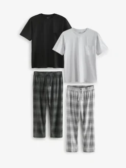 Zwart/grijs geruit - 2 jersey pyjama's