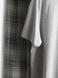 Zwart/grijs geruit - 2 jersey pyjama's