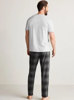 Zwart/grijs geruit - 2 jersey pyjama's