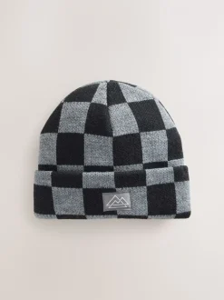 Zwart/grijs geruit - Beanie-muts (1-16jaar)