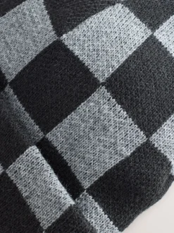 Zwart/grijs geruit - Beanie-muts (1-16jaar)