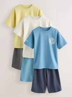 Zwart/grijs/geel - Set van 3 pyjama's met short (3-16 jr)