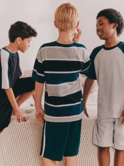 Zwart/groen - Set van 3 pyjama's met short (3-16 jr)
