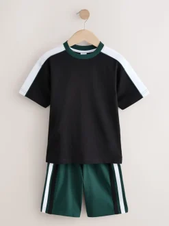 Zwart/groen - Set van 3 pyjama's met short (3-16 jr)
