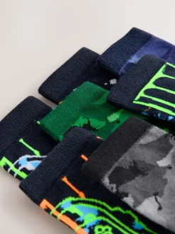 Zwart/groen drippy gamer - Verpakking van 7 paar sokken met hoog aandeel katoen
