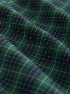 Zwart/groen mini-ruit - Strijvrij Oxford overhemd met korte mouwen en knopen