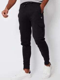 Zwart/kaki - Threadbare joggingbroek in cargostijl 2 stuks