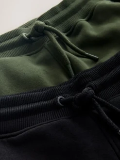Zwart/kakigroen - Slim Fit Utility Brushback Heavyweight 2 Pack Cargo Joggers