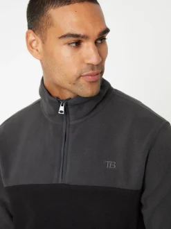 Zwart/leisteen - Threadbare tweekleurige fleece sweatshirt met kwartrits