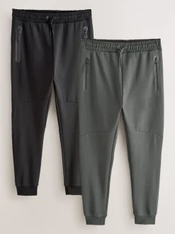 Zwart/Leisteen grijs - Interlock Soft Touch 2 Pack Cuffed Joggers