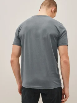 Zwart/leisteen/grijs gemêleerd/wit/marineblauw/blauw - Slim Fit - Essential katoenen T-shirts verpakking van 6