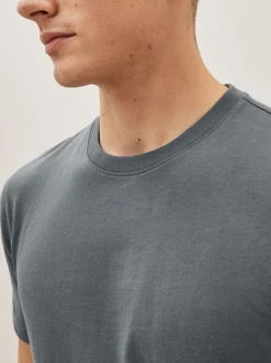Zwart/leisteen/grijs gemêleerd/wit/marineblauw/blauw - Slim Fit - Essential katoenen T-shirts verpakking van 6