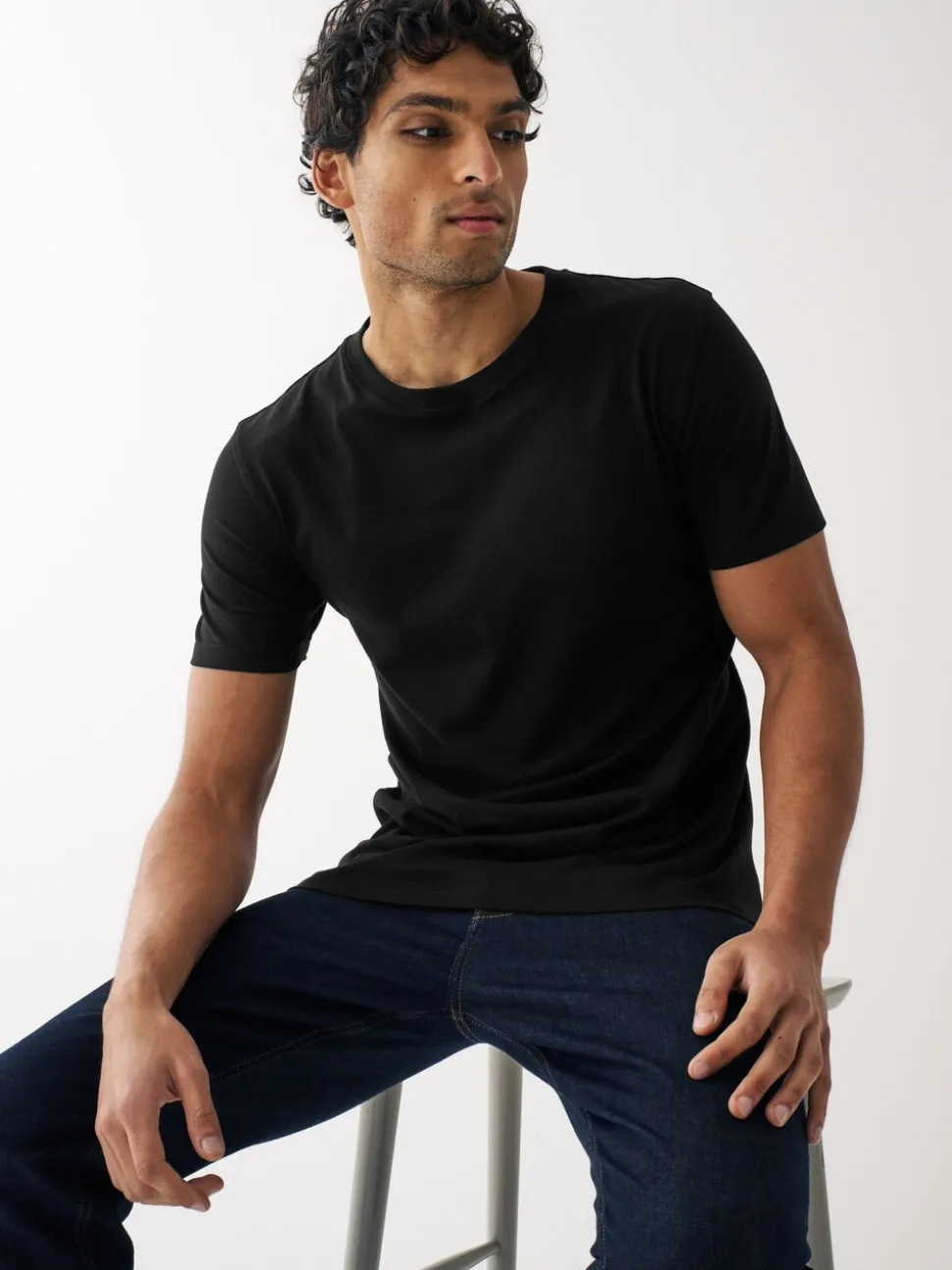 Zwart/leisteen/grijs gemêleerd/wit/marineblauw/blauw - Normale Pasvorm - Essential katoenen T-shirts verpakking van 6