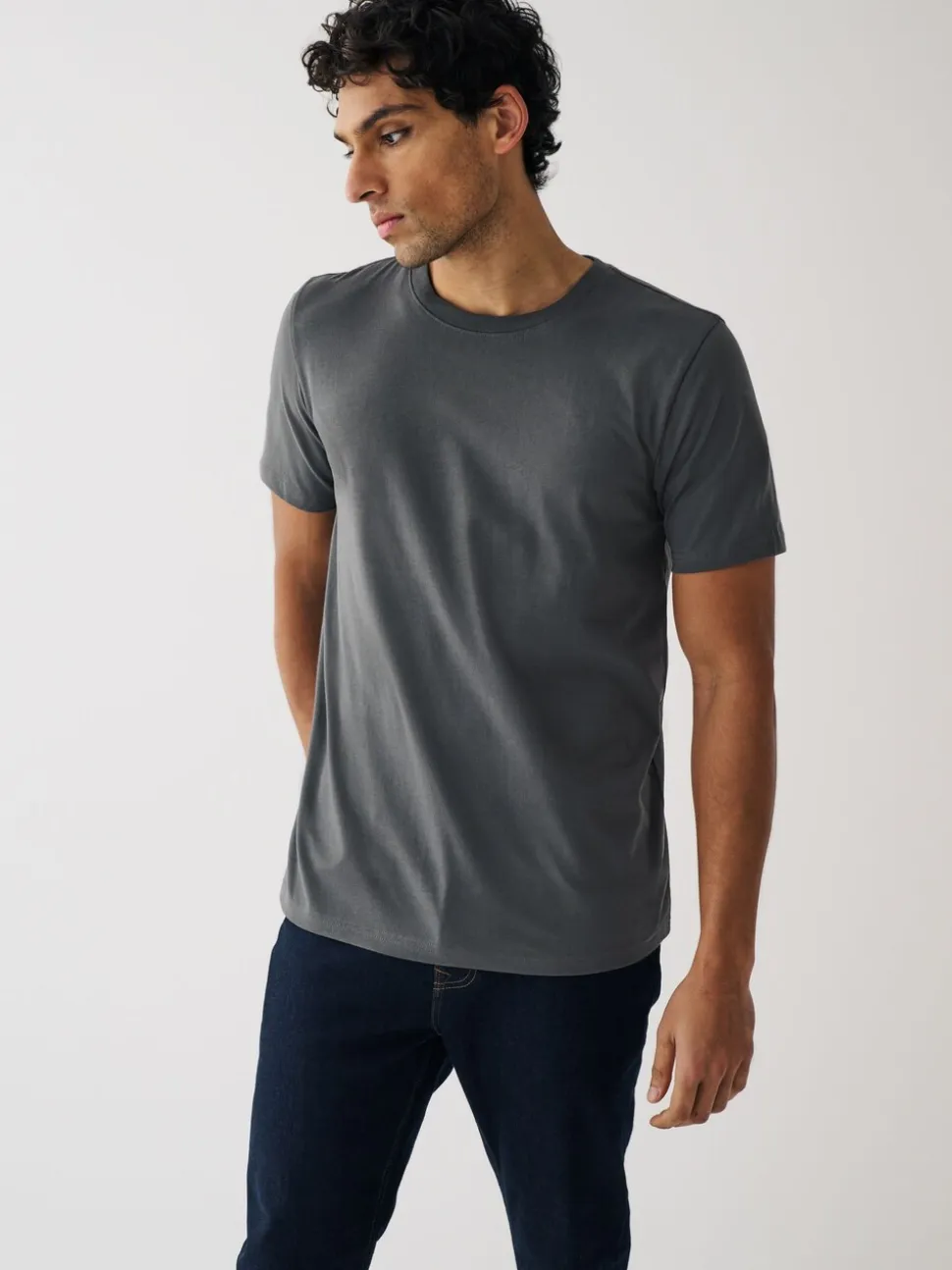 Zwart/leisteen/grijs gemêleerd/wit/marineblauw/blauw - Normale Pasvorm - Essential katoenen T-shirts verpakking van 6