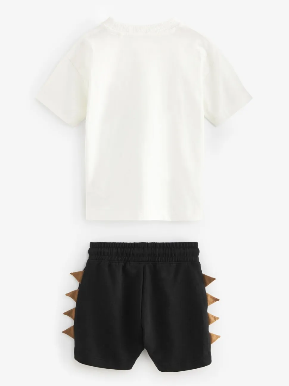 Zwart/lichtbruine dinosaurus - Set van 2 T-shirts met korte mouwen en shorts (3 mnd - 7 jr) (3 mnd - 7 jr)
