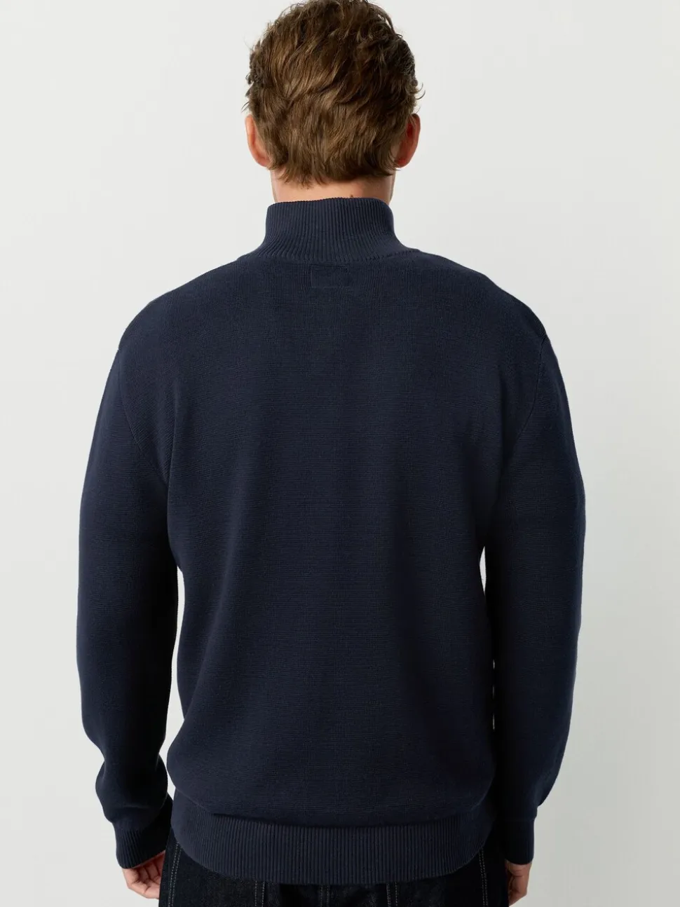 Zwart/marineblauw - 100% Cotton Regular Fit Premium Quarter Zip Jumpers 2 Pack