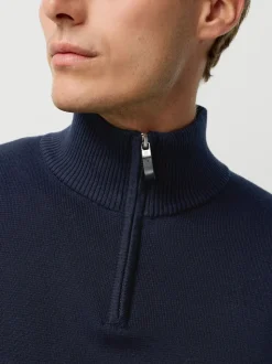 Zwart/marineblauw - 100% Cotton Regular Fit Premium Quarter Zip Jumpers 2 Pack