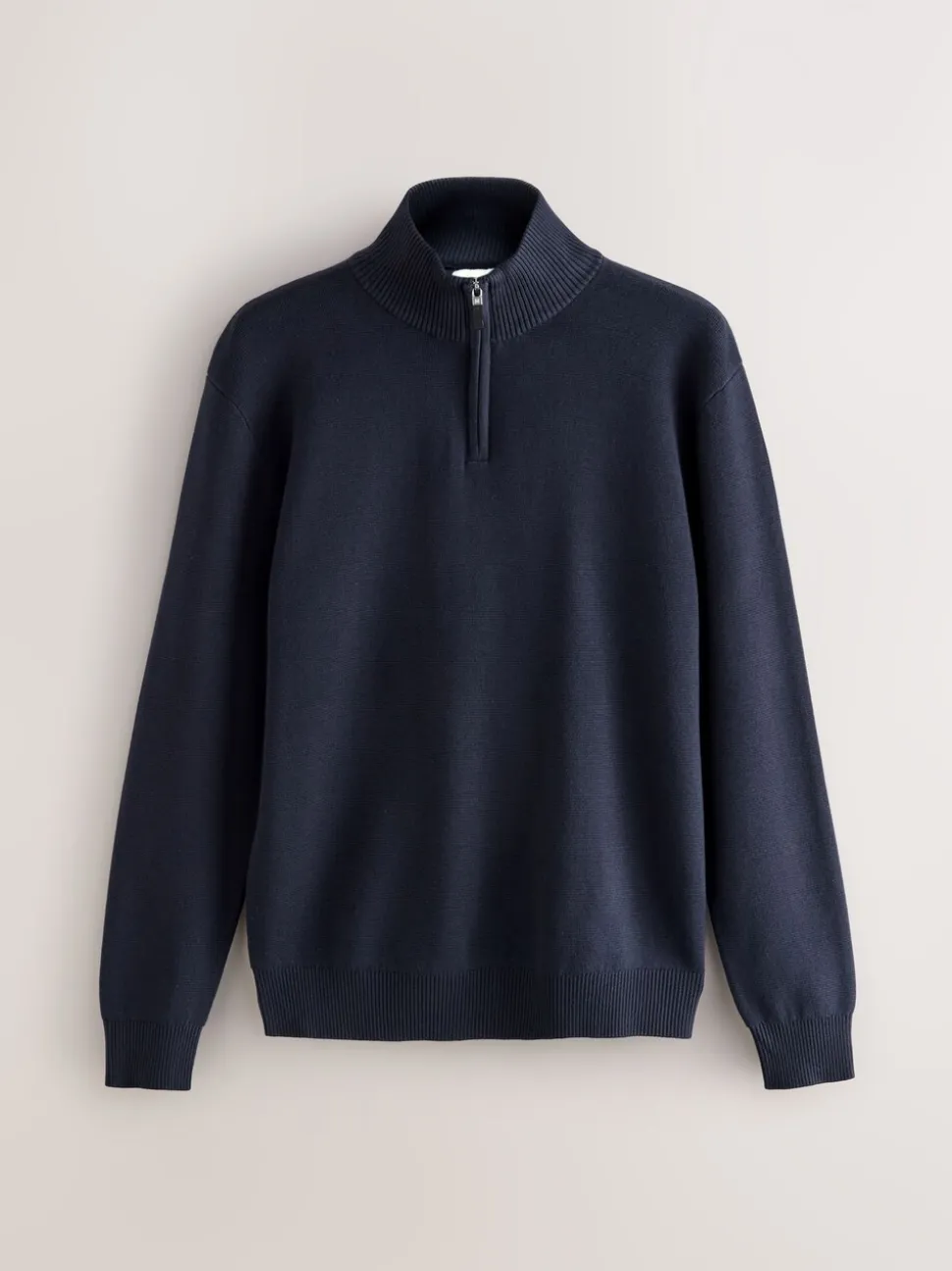 Zwart/marineblauw - 100% Cotton Regular Fit Premium Quarter Zip Jumpers 2 Pack