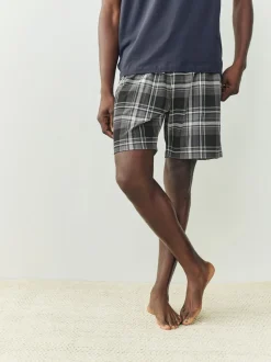 Zwart/marineblauw - Check Short Sleeve Jersey Pyjamas Set 2 Pack