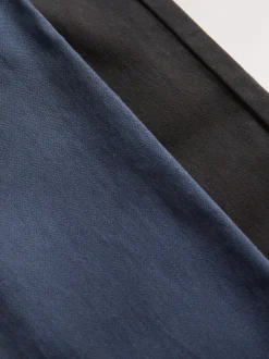 Zwart/marineblauw - Geribbelde taille broek met elastische taille verpakking van 2 (3 - 16 jr)